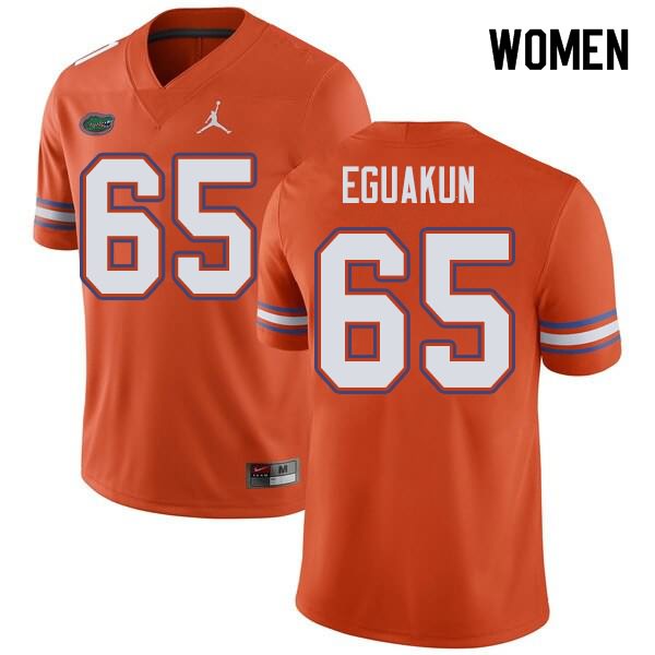 Women's NCAA Florida Gators Kingsley Eguakun #65 Stitched Authentic Jordan Brand Orange College Football Jersey PQS8465JP